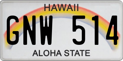 HI license plate GNW514