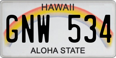 HI license plate GNW534