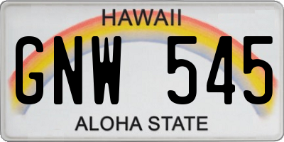 HI license plate GNW545