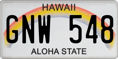 HI license plate GNW548