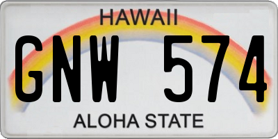 HI license plate GNW574