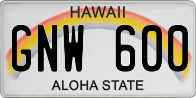 HI license plate GNW600
