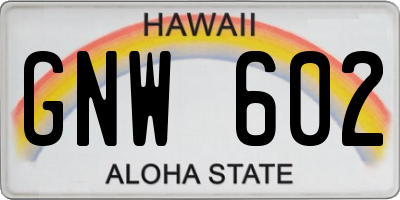 HI license plate GNW602