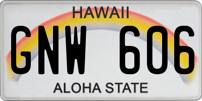 HI license plate GNW606