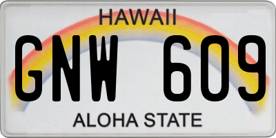 HI license plate GNW609