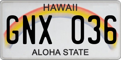 HI license plate GNX036