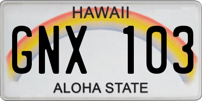 HI license plate GNX103