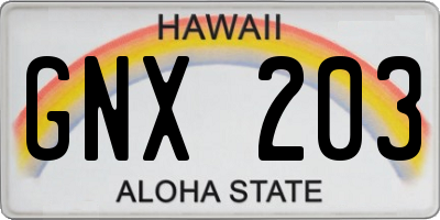 HI license plate GNX203