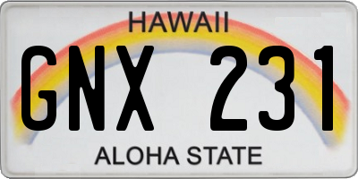 HI license plate GNX231
