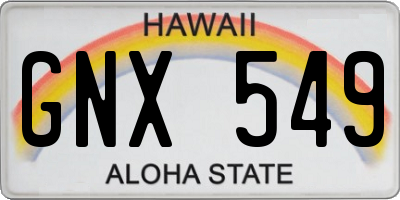 HI license plate GNX549