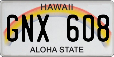 HI license plate GNX608