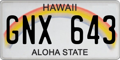 HI license plate GNX643