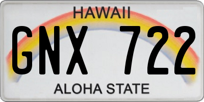HI license plate GNX722