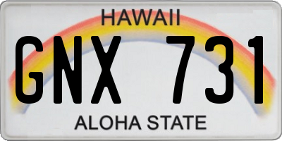 HI license plate GNX731