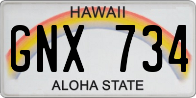 HI license plate GNX734