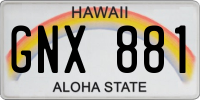 HI license plate GNX881