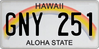 HI license plate GNY251