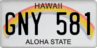 HI license plate GNY581