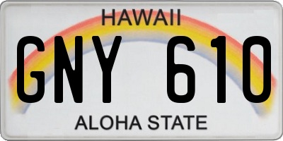 HI license plate GNY610