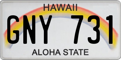 HI license plate GNY731