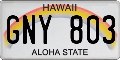 HI license plate GNY803