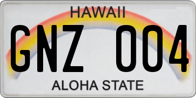 HI license plate GNZ004