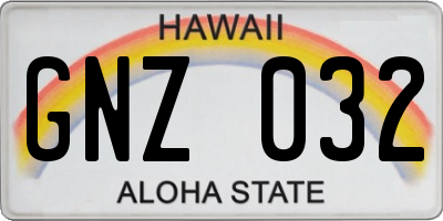 HI license plate GNZ032