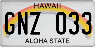 HI license plate GNZ033