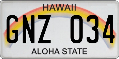 HI license plate GNZ034