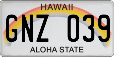 HI license plate GNZ039