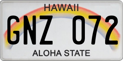 HI license plate GNZ072