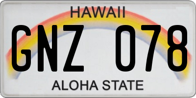 HI license plate GNZ078