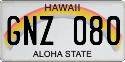HI license plate GNZ080