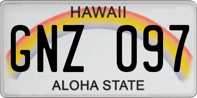 HI license plate GNZ097