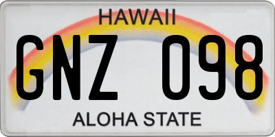 HI license plate GNZ098
