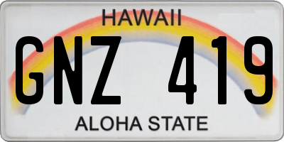HI license plate GNZ419