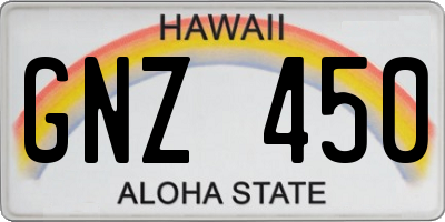 HI license plate GNZ450