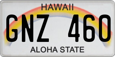 HI license plate GNZ460