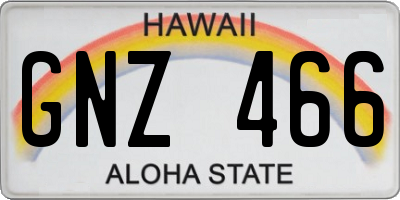 HI license plate GNZ466