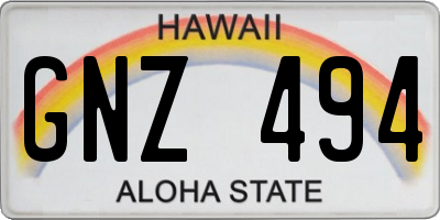HI license plate GNZ494
