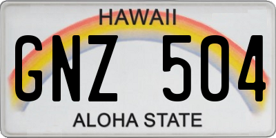 HI license plate GNZ504