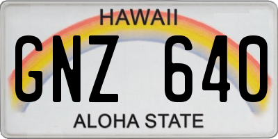 HI license plate GNZ640