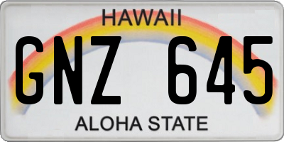 HI license plate GNZ645
