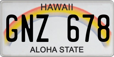 HI license plate GNZ678