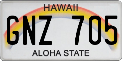 HI license plate GNZ705