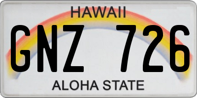 HI license plate GNZ726