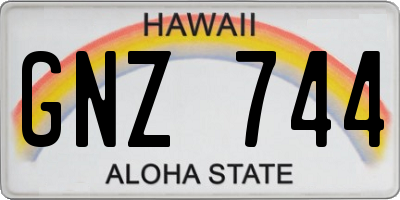 HI license plate GNZ744