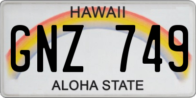 HI license plate GNZ749