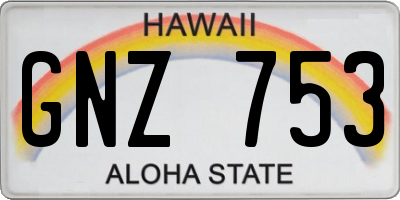 HI license plate GNZ753