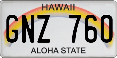 HI license plate GNZ760